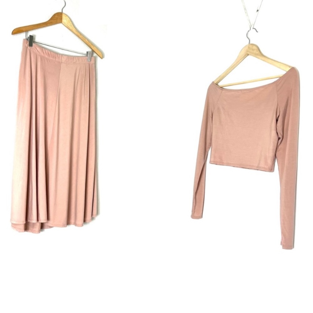 Reformation skirt and shirt top set mauve pink color size small